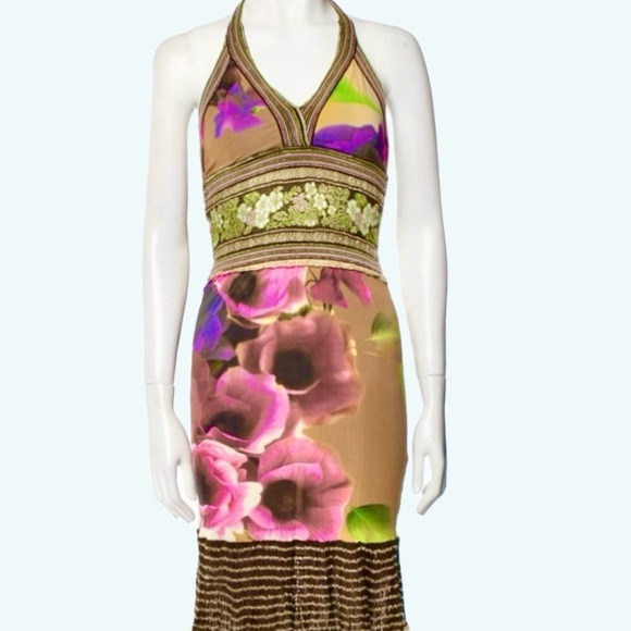 Class Roberto Cavalli Multicolor Floral Halter Dress XXS - Picture 5 of 11